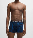 Boss Three-pack of stretch-cotton boxer briefs - Black/Blue Design