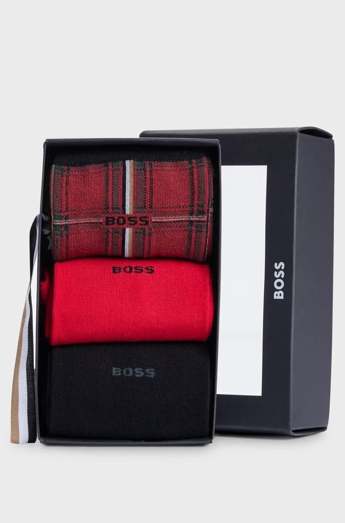 Boss 3 Pack Sock Gift Box - Black/Red