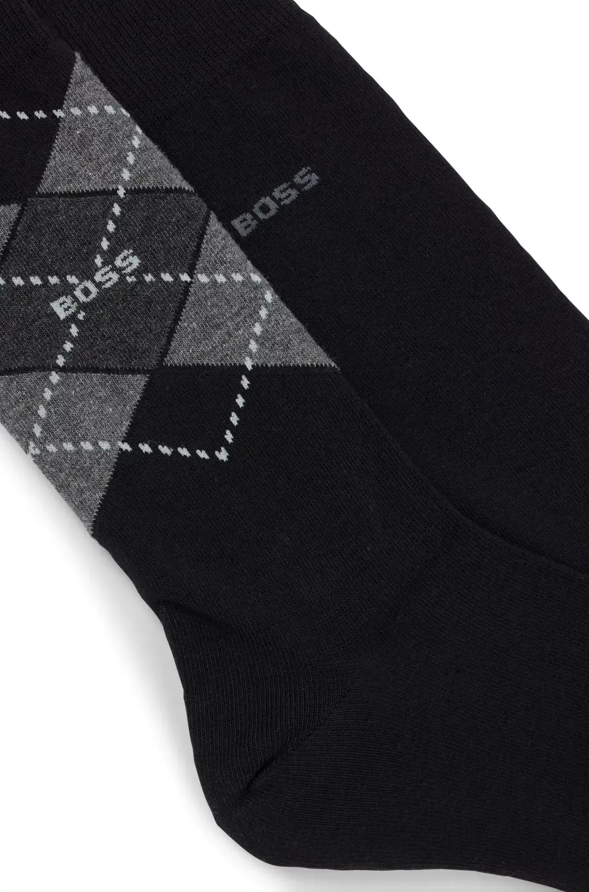 Boss 2 Pack Argyle Socks in a Cotton Blend - Black