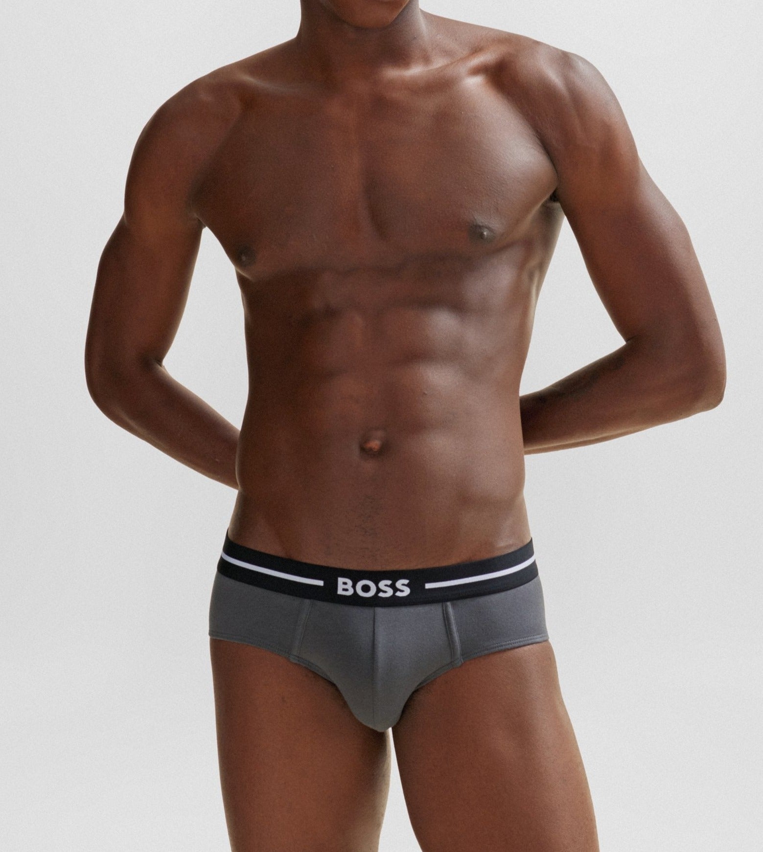 BOSS Men's 3 Pack Stretch Cotton Bold Briefs - Black/Navy/Charcoal