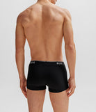 Boss 3 Pack of Stretch Cotton Trunks - Black, Blue, Print with Logo waistbands