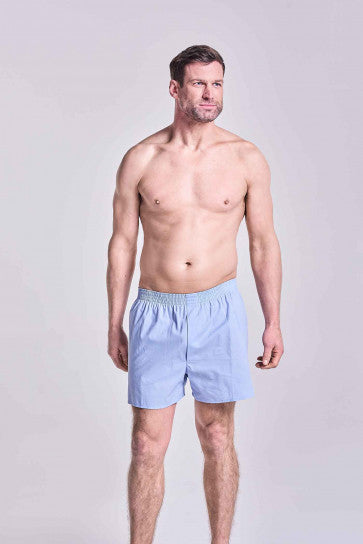 HJ Hall 2 Pack Pure Cotton Woven Boxers - Light Blue