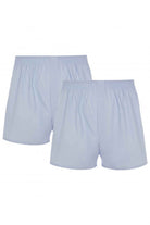 HJ Hall 2 Pack Pure Cotton Woven Boxers - Light Blue