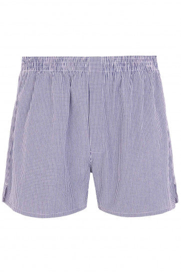 HJ Hall 2 Pack Pure Cotton Woven Boxers - Navy Checks