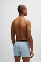 Boss 3 Pack Woven Boxers / Pyjama Shorts in Cotton Poplin - Blue