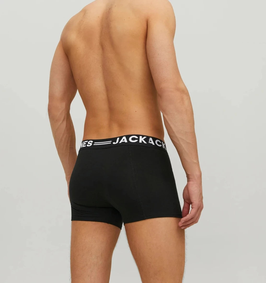 Jack & Jones 3 Pack Cotton Stretch Trunks - Black/White/Grey