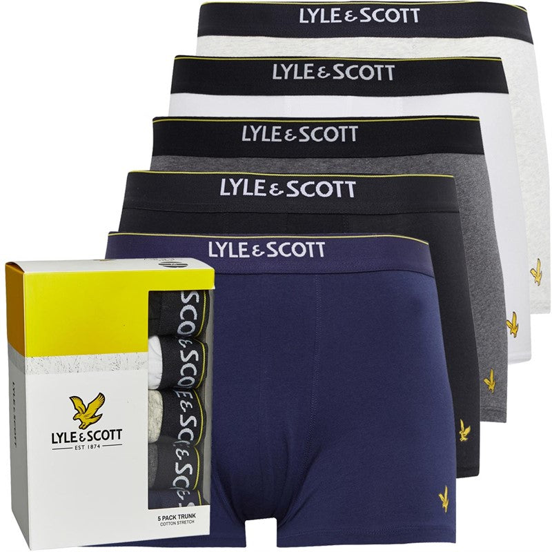 Lyle & Scott 5 Pack Men's Jackson Trunks - Black/White/Grey/Peacoat