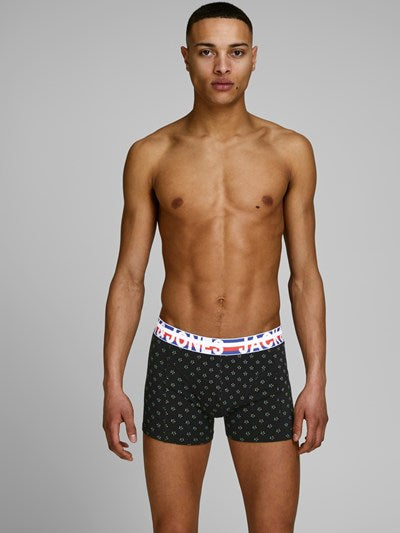 Jack & Jones Jachenrik Cotton Stretch 3 Pack Trunks - Black/Navy/Navy Print