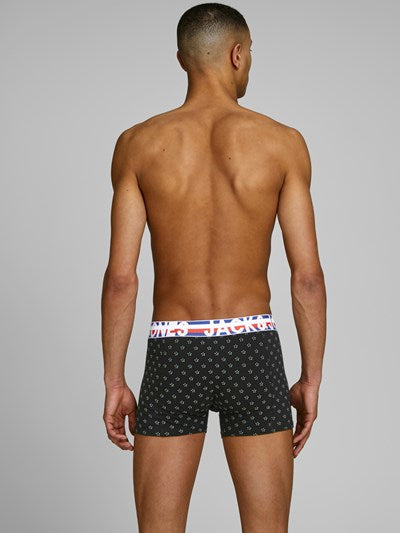 Jack & Jones Jachenrik Cotton Stretch 3 Pack Trunks - Black/Navy/Navy Print