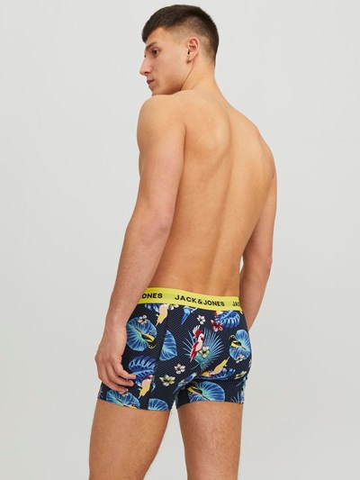 Jack & Jones Jacflower Bird Trunks 3 Pack Cotton Stretch Boxers - Multi Print