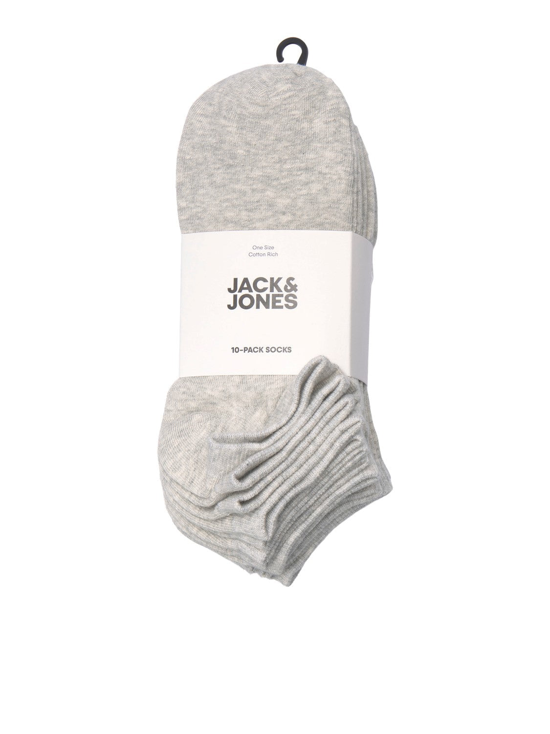 Jack & Jones 10 Pack Ankle Socks - Light Grey