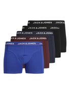 Jack & Jones Jacblack Friday 5 Pack Cotton Stretch Trunks - Black/Navy/Port Royale