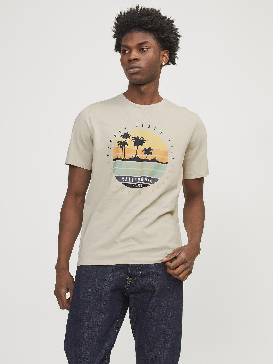 Jack & Jones JJsummer Vibe Crew Neck 100% Cotton T-Shirt