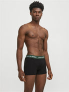 Jack & Jones Jacsolid 5 Pack Cotton Stretch Trunks - Black with Coloured Waistbands