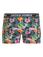 Jack & Jones Jacpink Flamingo Trunks 3 Pack Cotton Stretch Boxers - Navy Blazer, Print