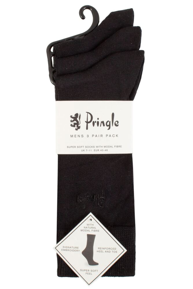 Pringle Men's 3 Pack Plain Super Soft Modal Socks