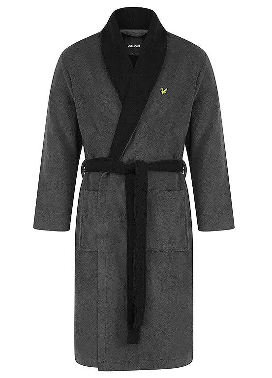 Lyle & Scott Adrian Contrast Collar And Belt Bath Robe - Grey