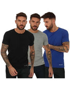 Lyle & Scott 3 Pack Elijah Cotton T Shirts - Black/Grey/Blue