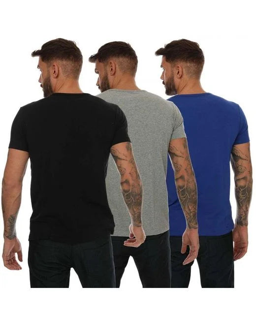 Lyle & Scott 3 Pack Elijah Cotton T Shirts - Black/Grey/Blue