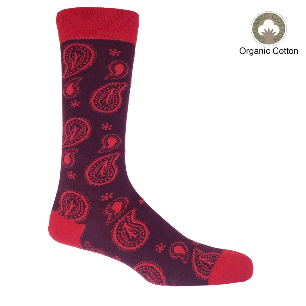 Peper Harow Paisley Men's Organic Cotton Socks- One Size ( UK 6-13 )