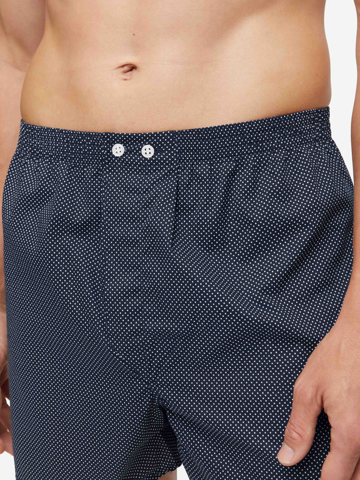 Derek Rose Men's Classic Fit Boxers - Plaza 21 Cotton Batiste Navy