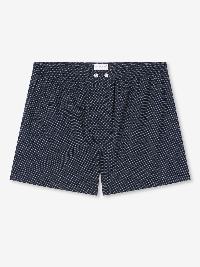 Derek Rose Men's Classic Fit Boxers - Plaza 21 Cotton Batiste Navy