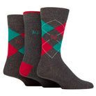 Pringle - 3 Pair Men's Waverley Argyle Patterned- Charcoal Green Ruby Argyle