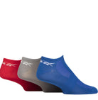 Reebok 3 Pack Unisex Essential Recycled Trainer Socks - Red / Blue