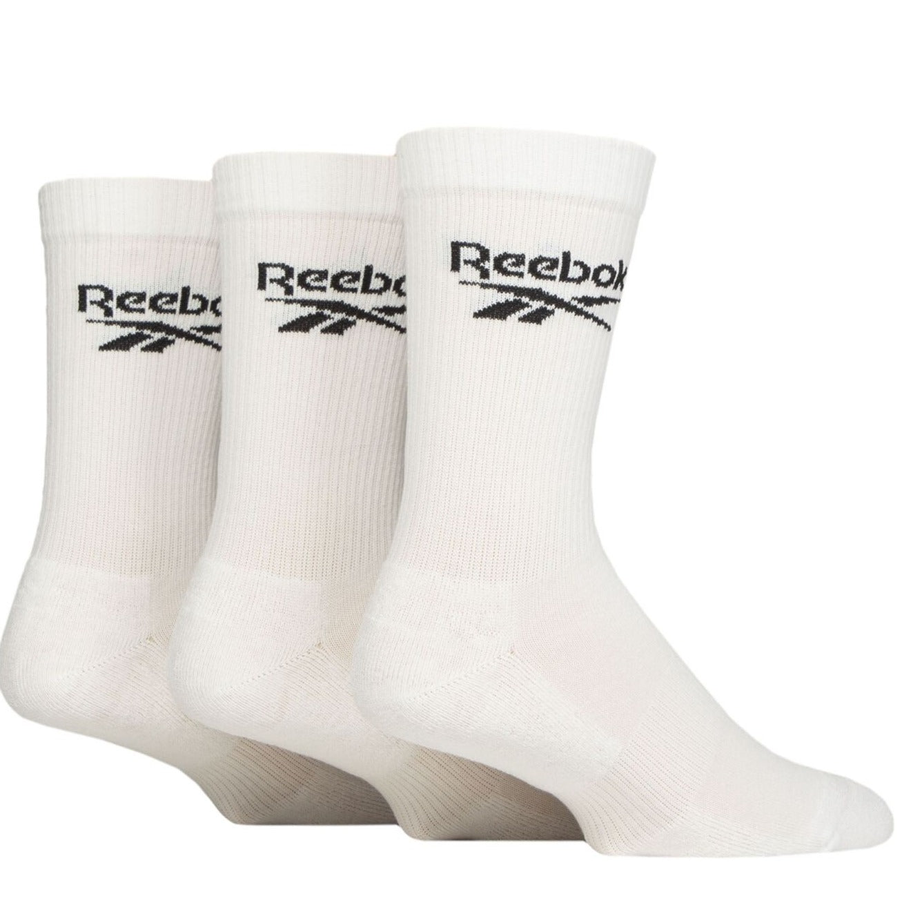 Reebok 3 Pack Unisex Core Ribbed Cotton Crew Socks