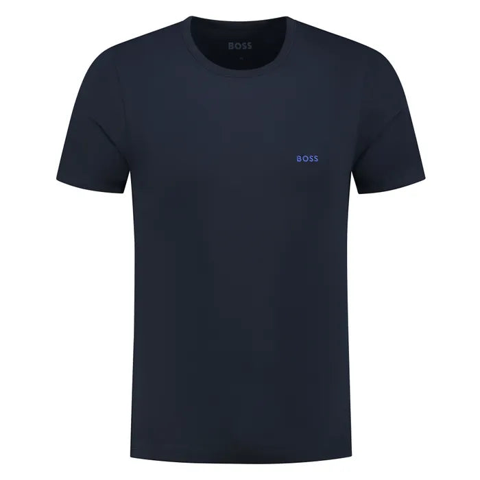 Boss 3 Pack Regular Fit Cotton T-Shirts Logo Embroidered - Navy/White/Black