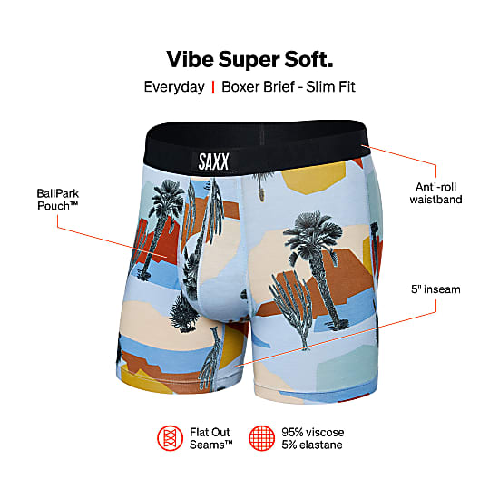 Saxx Underwear Vibe Supersoft 1 Pack Boxer Briefs - Baja Bound Chambray Multi