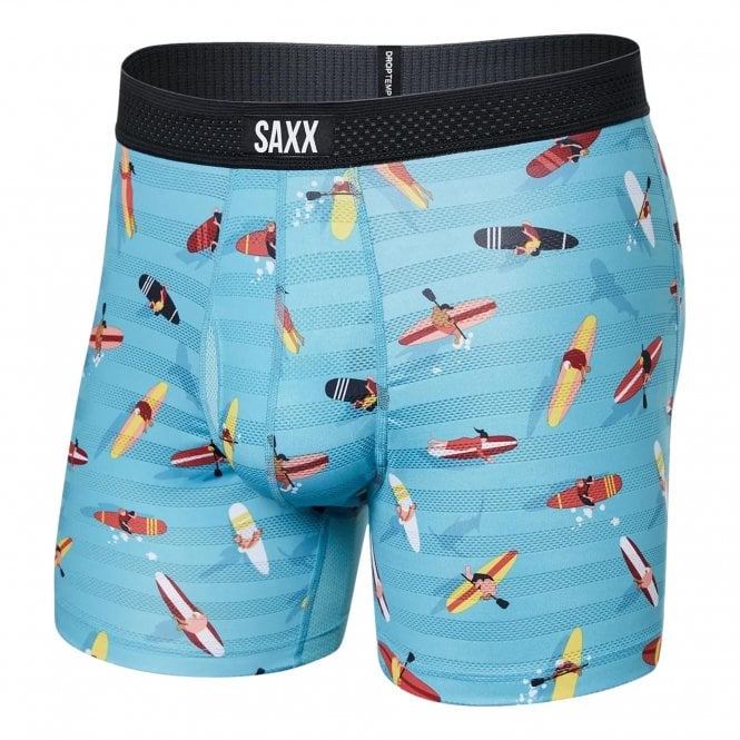 Saxx Underwear DROPTEMP™ Cool Mesh 1 Pack Boxer Briefs Fly-Paddlers / Blue