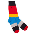 Swole Panda Mens Red Large Striped Bamboo Socks - Size (7-11)