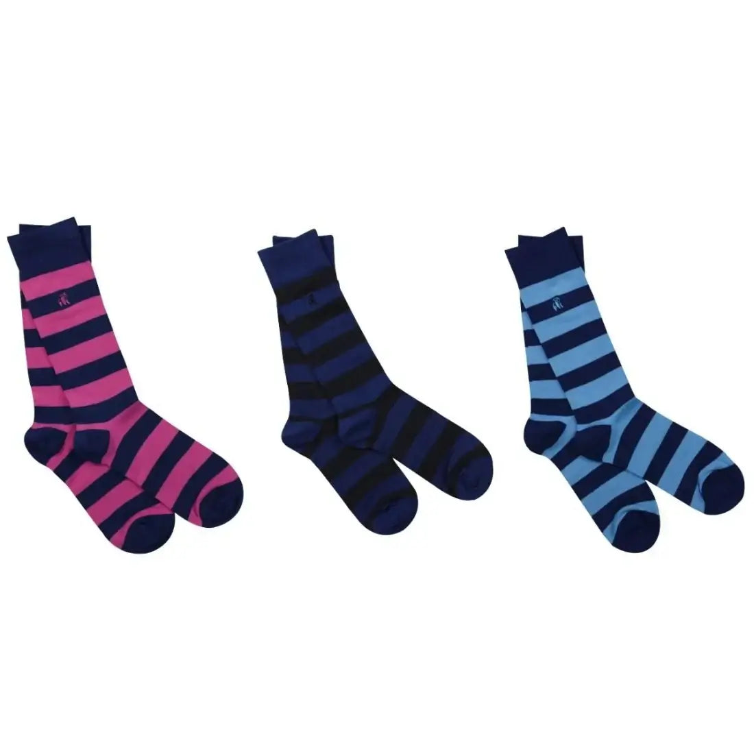 Swole Panda Stripey Sock Gift Box, 3 Pairs of Bamboo Socks- Size (7-11)