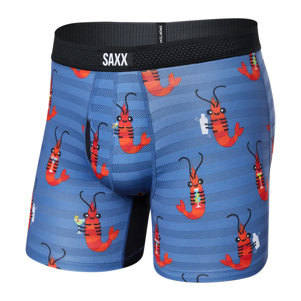 Saxx Underwear DROPTEMP™ Cool Mesh 1 Pack Boxer Briefs Shrimp Cocktail- Navy