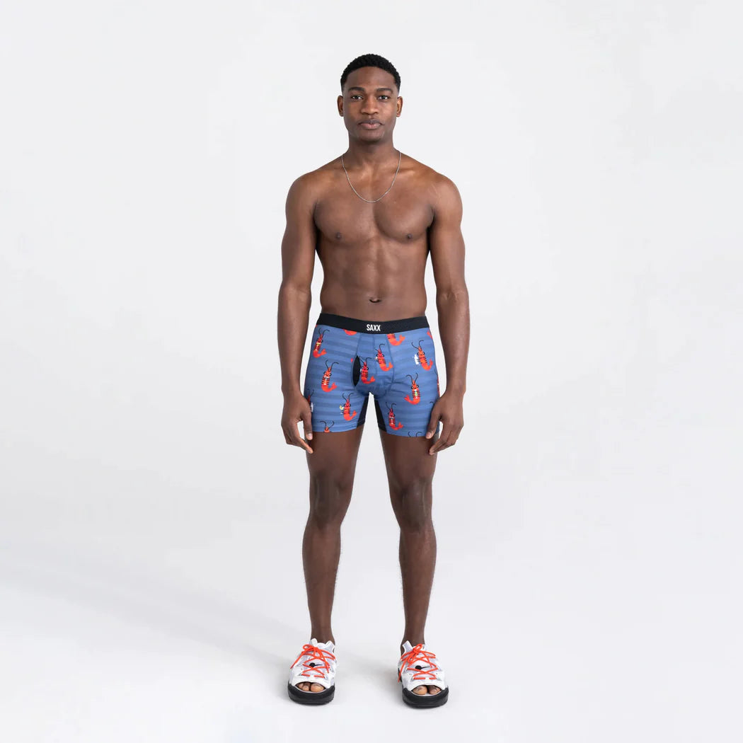 Saxx Underwear DROPTEMP™ Cool Mesh 1 Pack Boxer Briefs Shrimp Cocktail- Navy