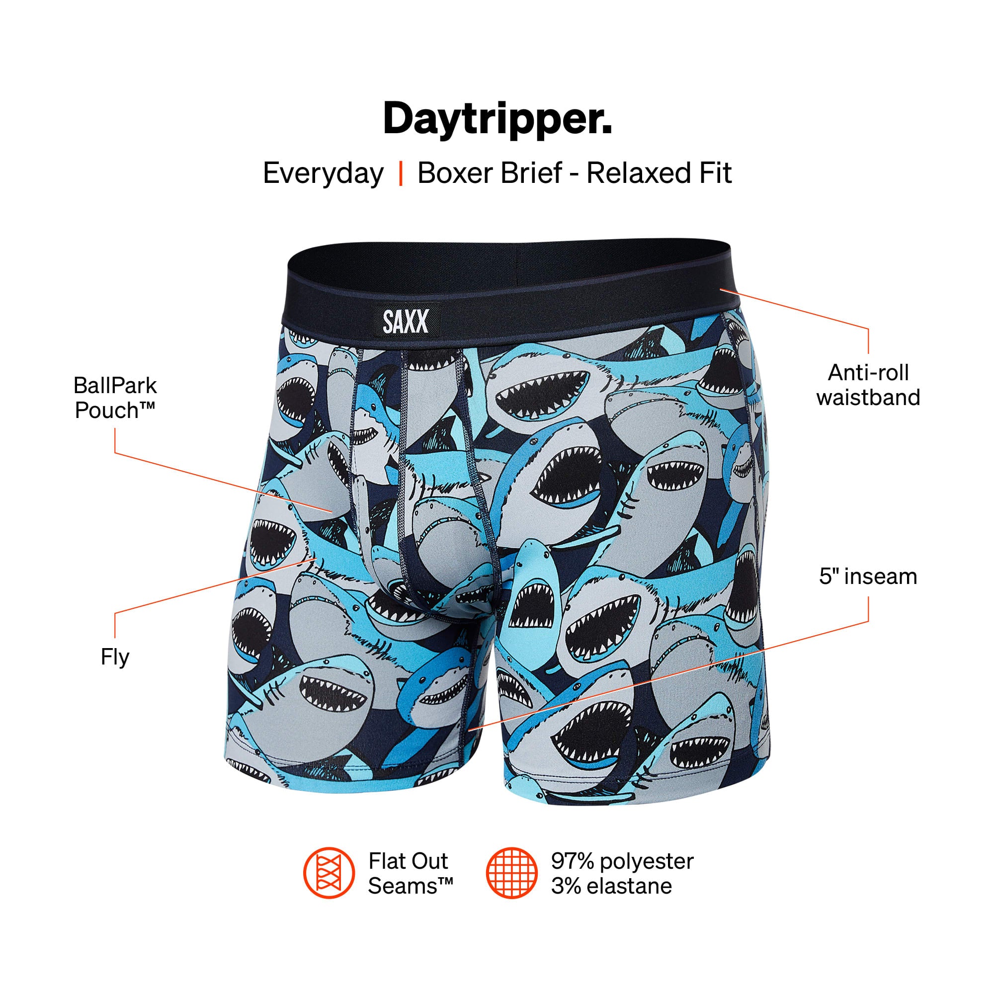 Saxx Underwear Daytripper 1 Pack Boxer Briefs - Shark Tank Camo