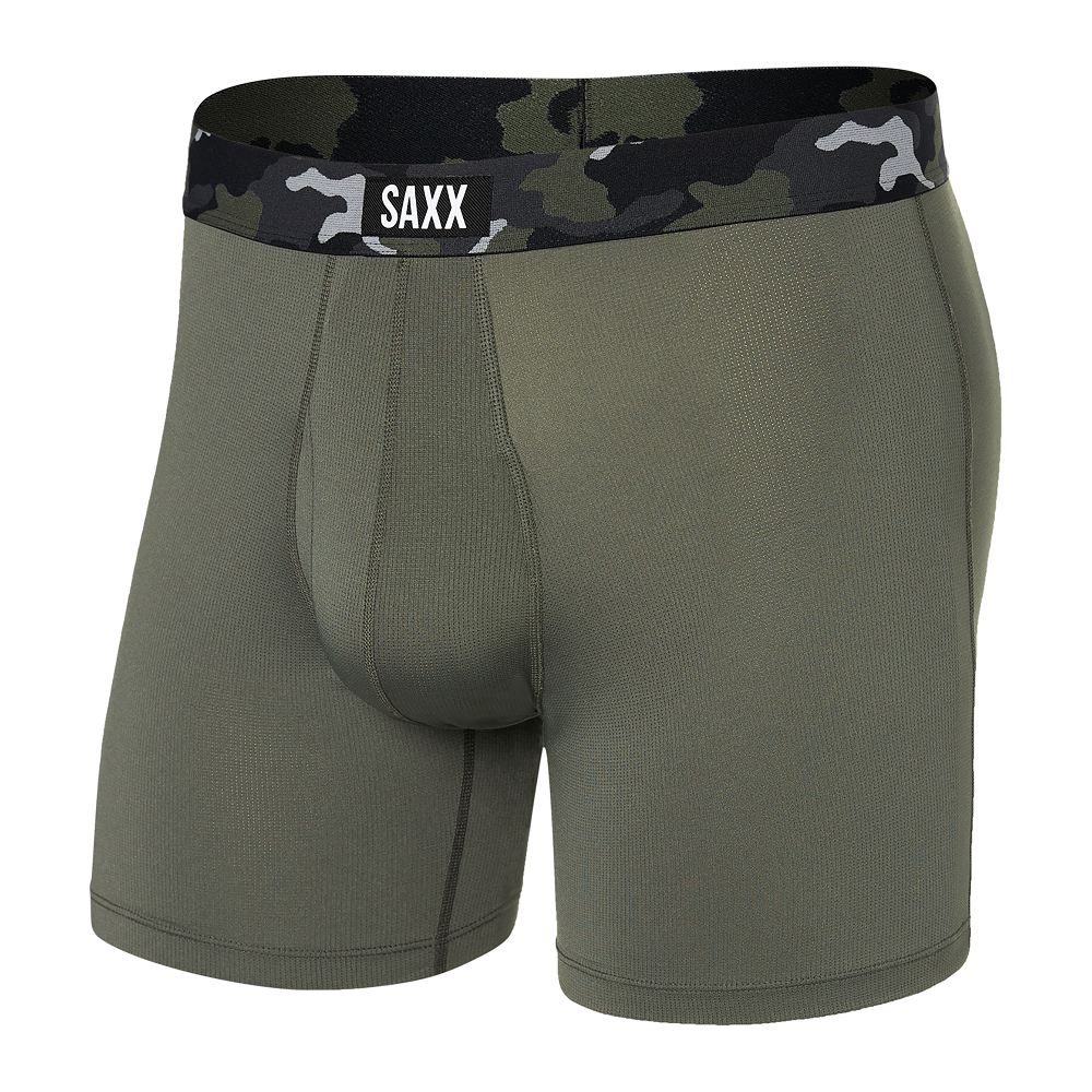 Saxx Underwear Sports Mesh 1 Pack Boxer Briefs - DOC Dusty Olive/Camo WB