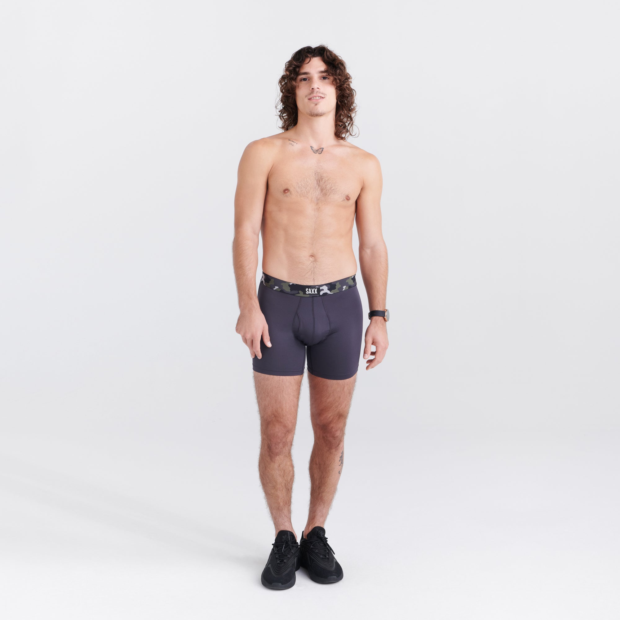 Saxx Underwear Sports Mesh 1 Pack Boxer Briefs - Faded Black Camo