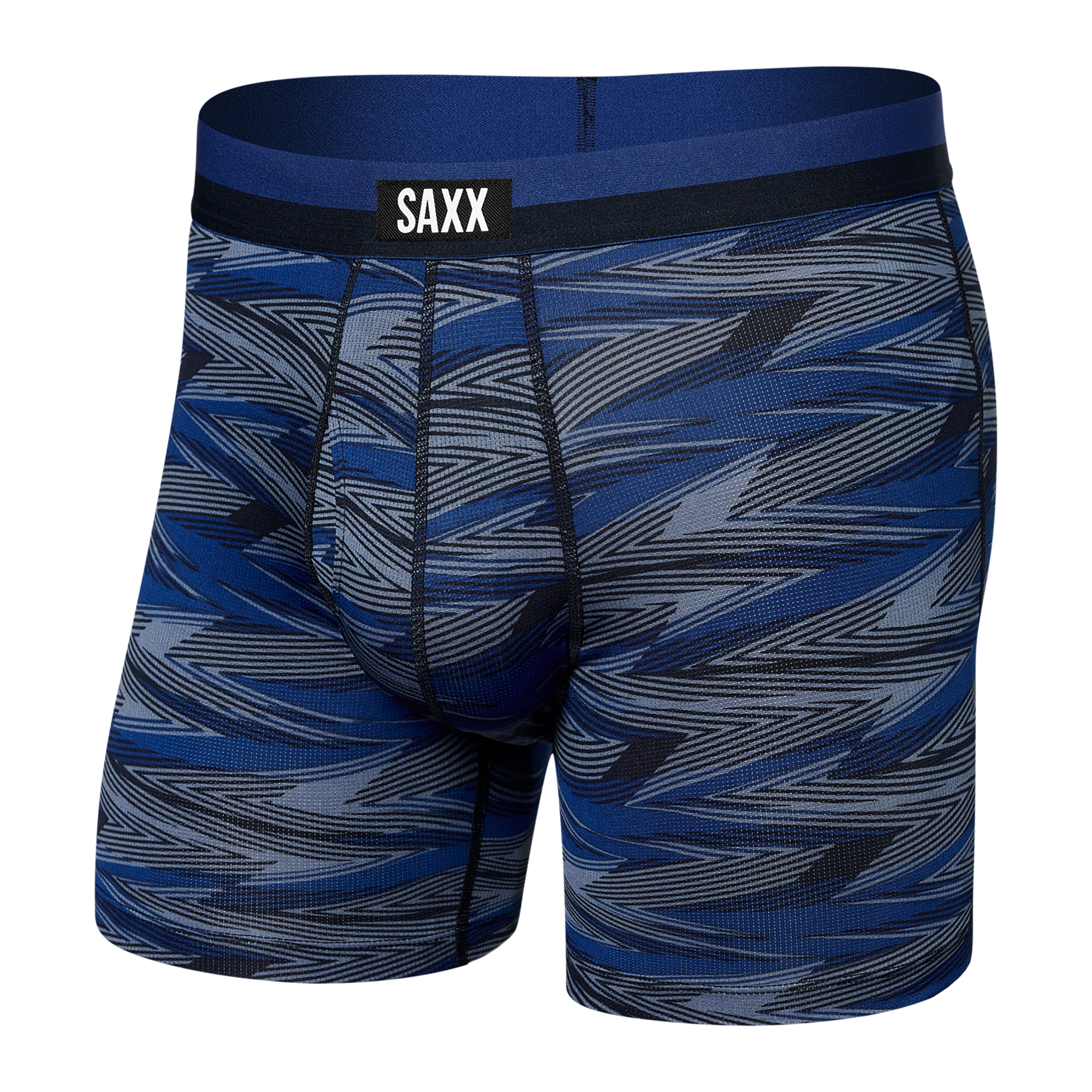 Saxx Underwear Sports Mesh 1 Pack Boxer Briefs - Lightning Stripe Blue