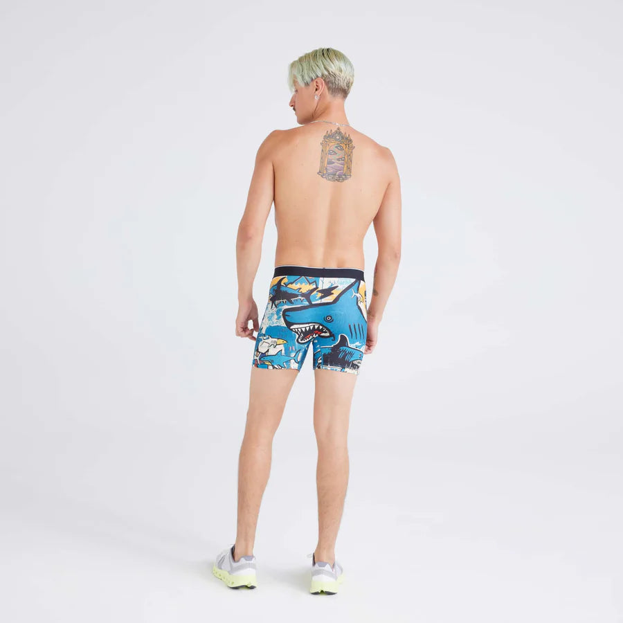 Saxx Underwear Volt Breathable Mesh Boxer Briefs - Shark Street-Blue