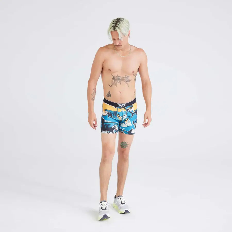 Saxx Underwear Volt Breathable Mesh Boxer Briefs - Shark Street-Blue