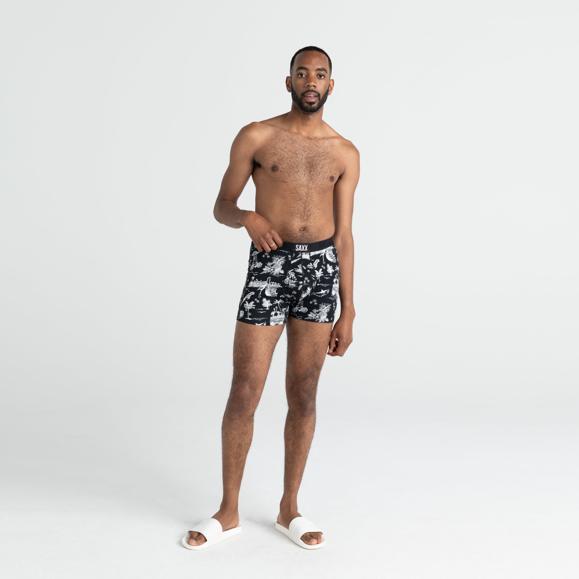 Saxx Ultra Super Soft 1 Pack Boxer Briefs - Black Astro Surf & Turf