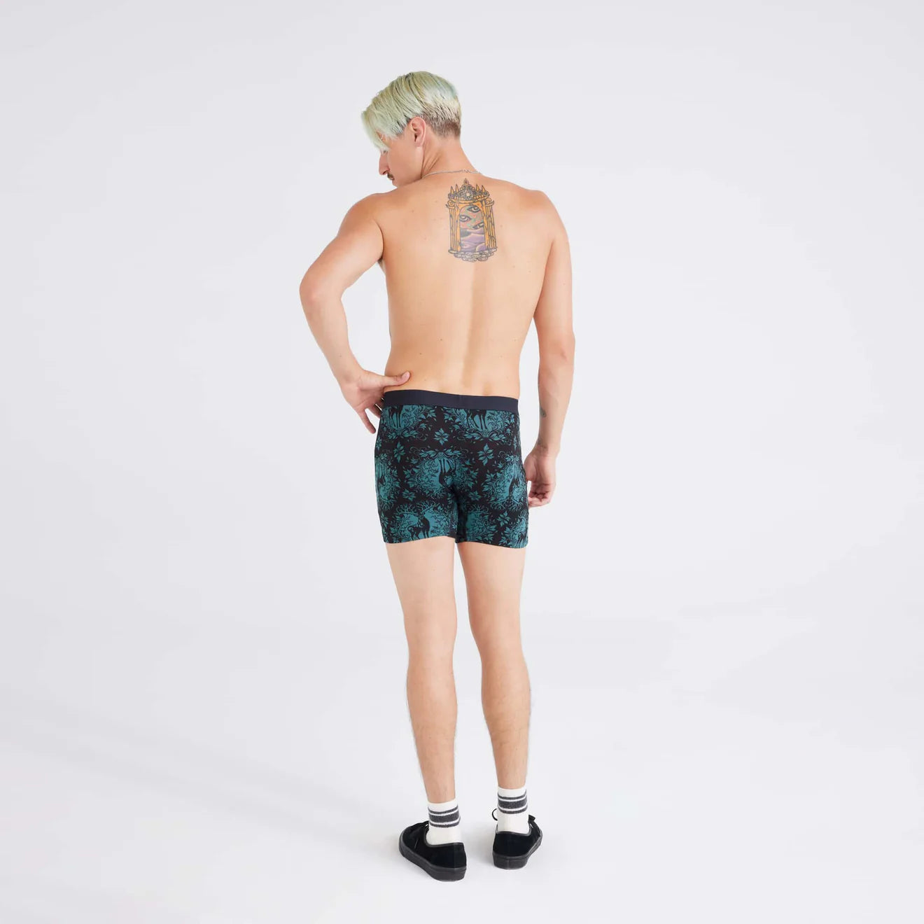 Saxx Ultra Super Soft Comfort Blend Boxer Briefs - Deer Damask - Black