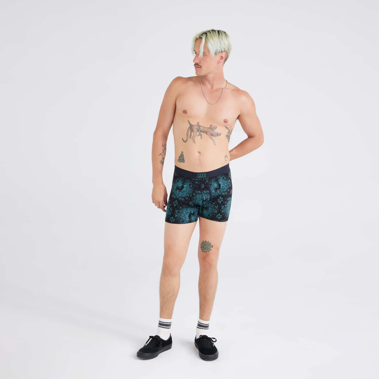 Saxx Ultra Super Soft Comfort Blend Boxer Briefs - Deer Damask - Black