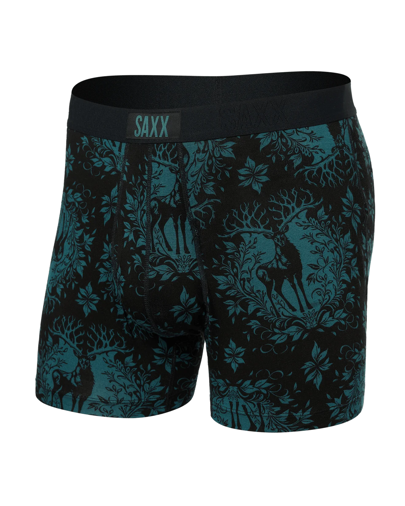 Saxx Ultra Super Soft Comfort Blend Boxer Briefs - Deer Damask - Black