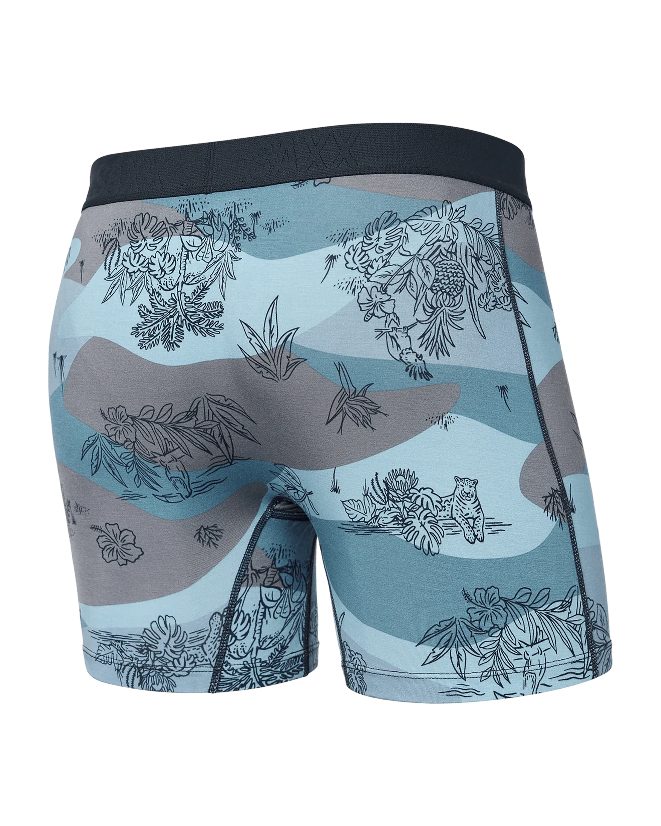 Saxx Ultra Super Soft Comfort Blend Boxer Briefs - Jungle Toile - Dusty Blue