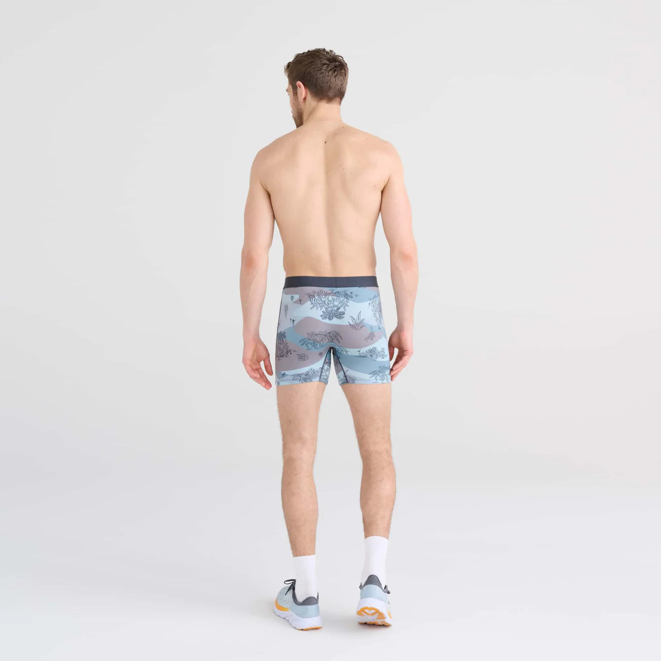 Saxx Ultra Super Soft Comfort Blend Boxer Briefs - Jungle Toile - Dusty Blue