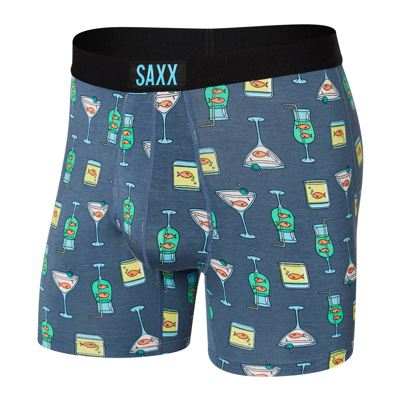 Saxx Ultra Super Soft 1 Pack Boxer Briefs - Nautical Nightcap, Blue