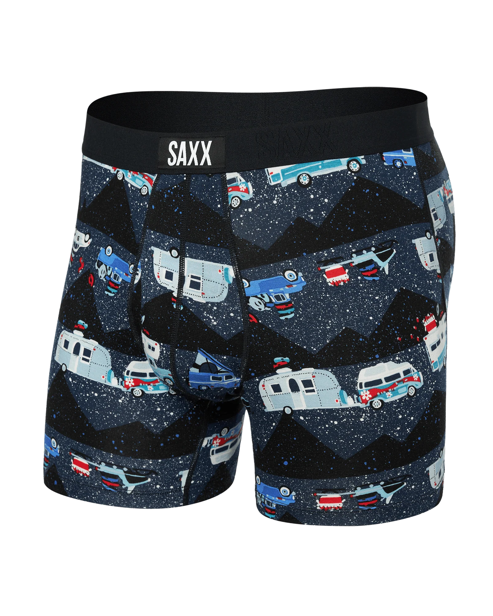 Saxx Ultra Super Soft Comfort Blend Boxer Briefs - RV There Yet - Black